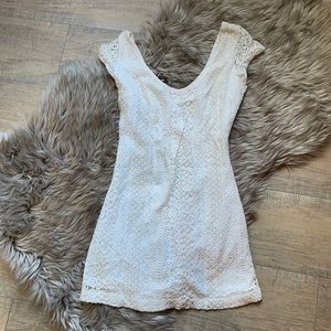 Woman’s cream lace sundress